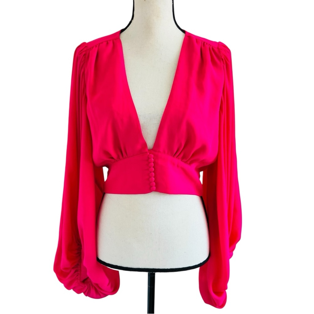 Signature Fuchsia Puff Sleeve Blouse Top
